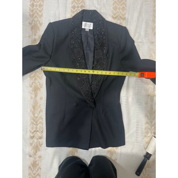 Valerie Stevens Vintage Black Beaded Blazer Removeable Collar Eveningwear Sz 12 - Picture 4 of 9